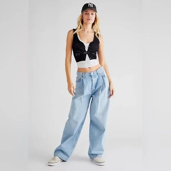 MOTHER Pleated Fun Dip Puddle Jeans Snacks High Rise Barrel Leg Just A Nibble 31 - Picture 1 of 14